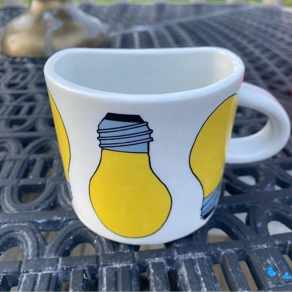 Four Vintage Kitschy Coffee Mugs Rainbow Strawberry Nautical Primary Colors